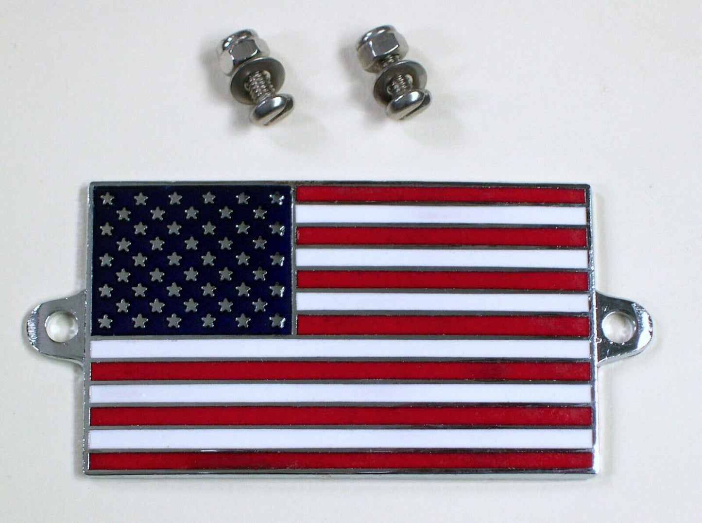 Enamel & Chrome Classic Car Badge, American USA Stars and Stripes Flag