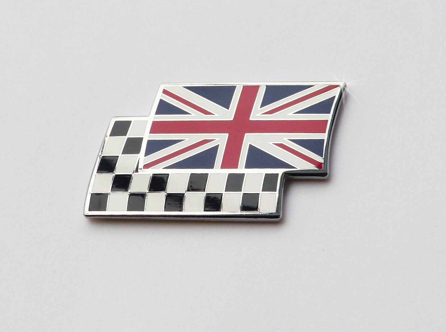 Classic Car, Union Jack & Chequered Self Adhesive Flag Badge, BMC DAG000070MMM