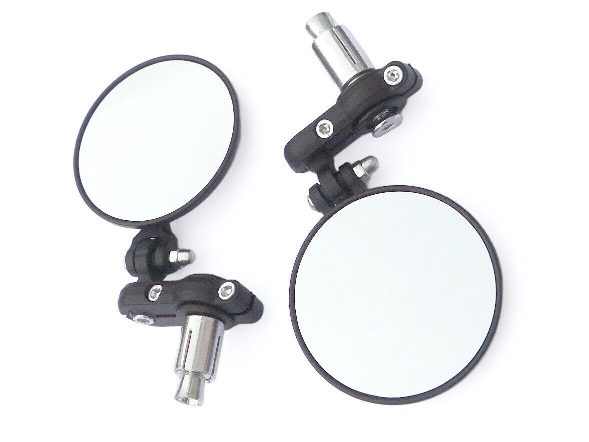 Pair of MCE Classic Motorcycle Black Universal ⅞" Handle Bar End Mirrors