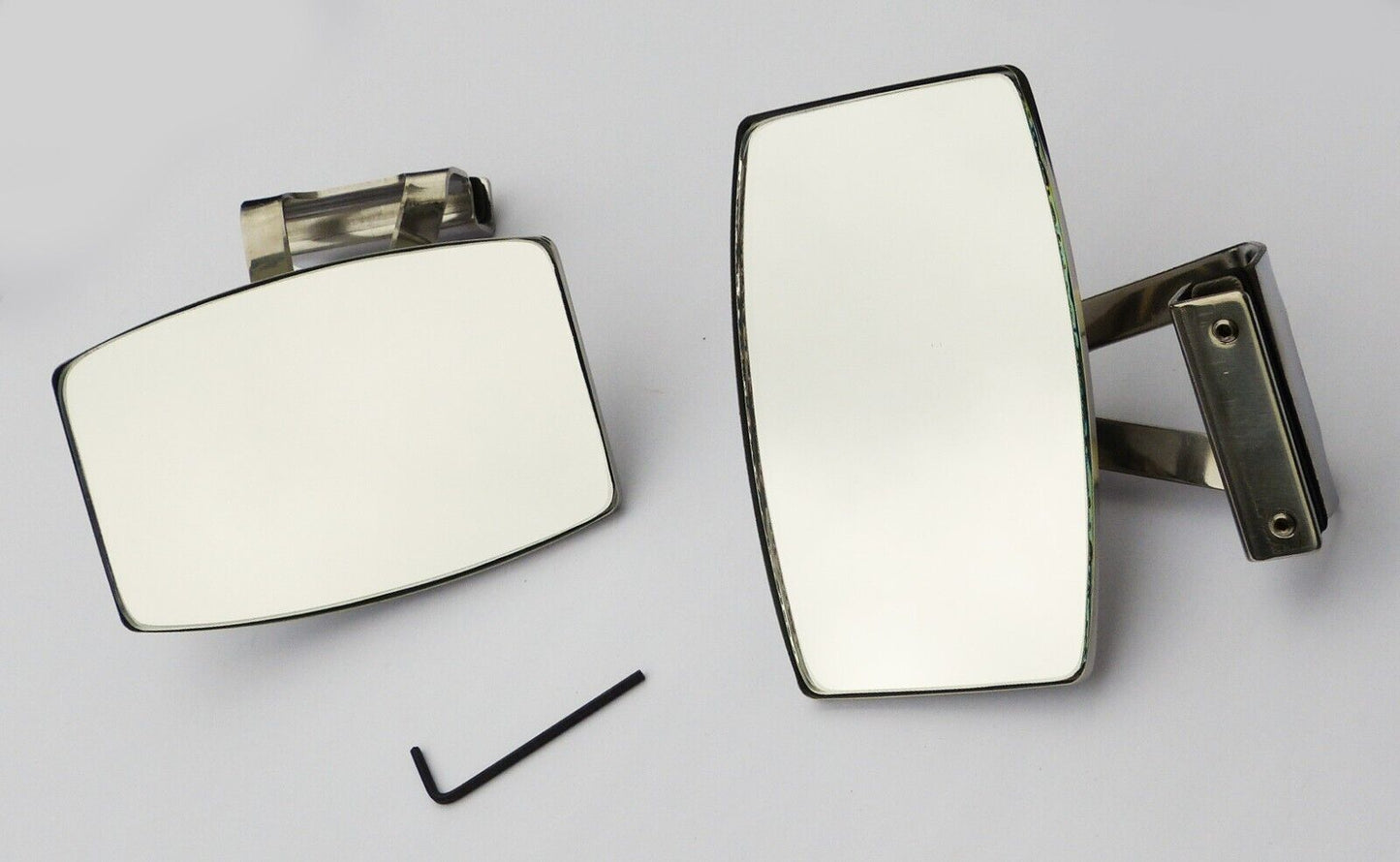 Pair Austin BMC Classic Mini Stainless Steel Clamp-On Oblong Overtaking Mirrors
