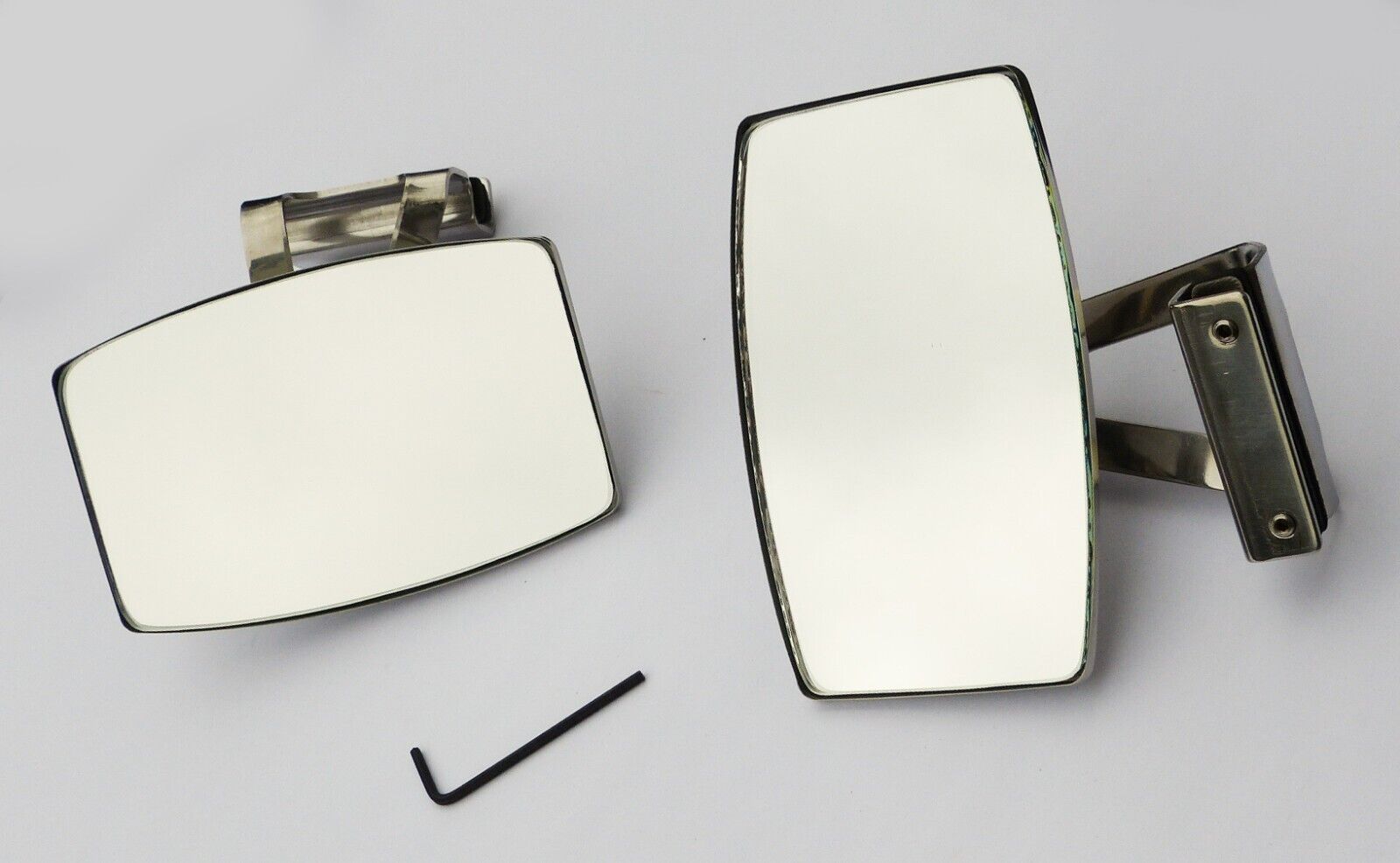 Pair Austin BMC Classic Mini Stainless Steel Clamp-On Oblong Overtaking Mirrors