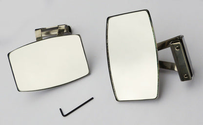 Pair Austin BMC Classic Mini Stainless Steel Clamp-On Oblong Overtaking Mirrors