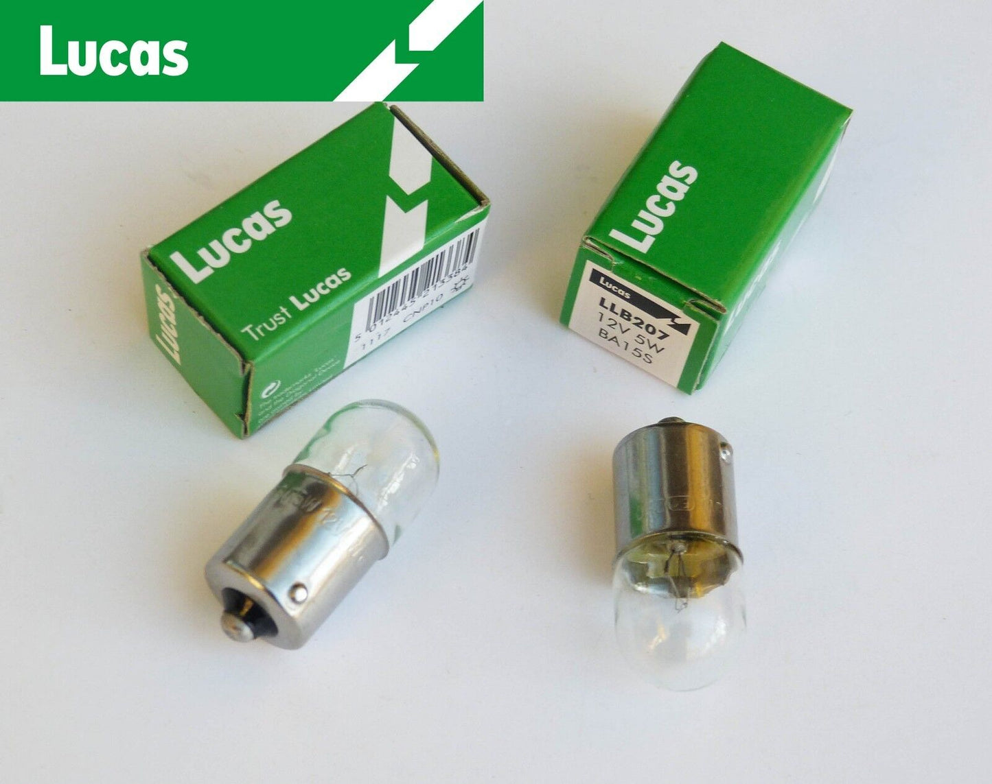Lucas 12V 5W Pair Clear Interior / Side Lamp Ba15s Bayonet Bulbs LLB207, GLB207
