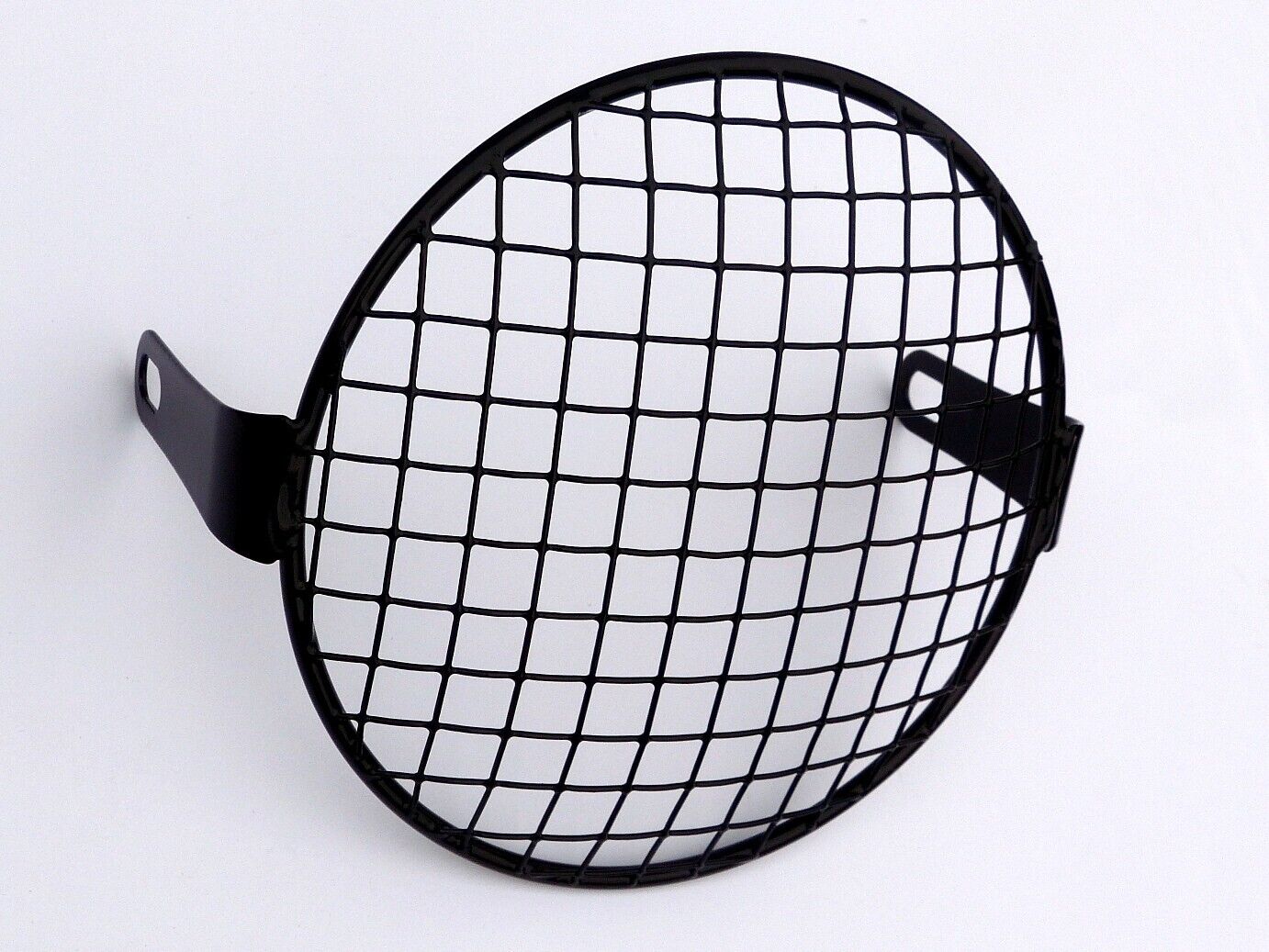 MCE Classic Motorcycle 5¾" Black Head Lamp Grill / Stone Guard Lamp Bolt Fixing