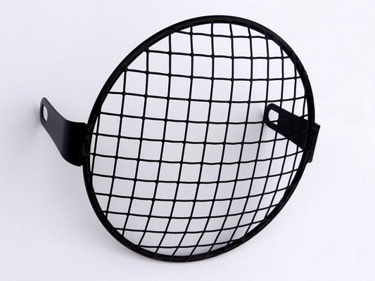 MCE Classic Motorcycle 5¾" Black Head Lamp Grill / Stone Guard Lamp Bolt Fixing