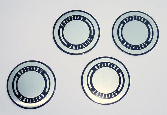 Triumph Spitfire Silver & Black Wheel Centre Badges, Triumph part 633590