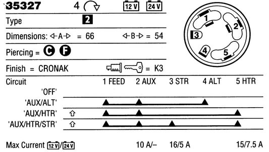 Genuine Lucas 35327 Ignition Switch 128SA for Tirex Lister as Durite 0-351-04