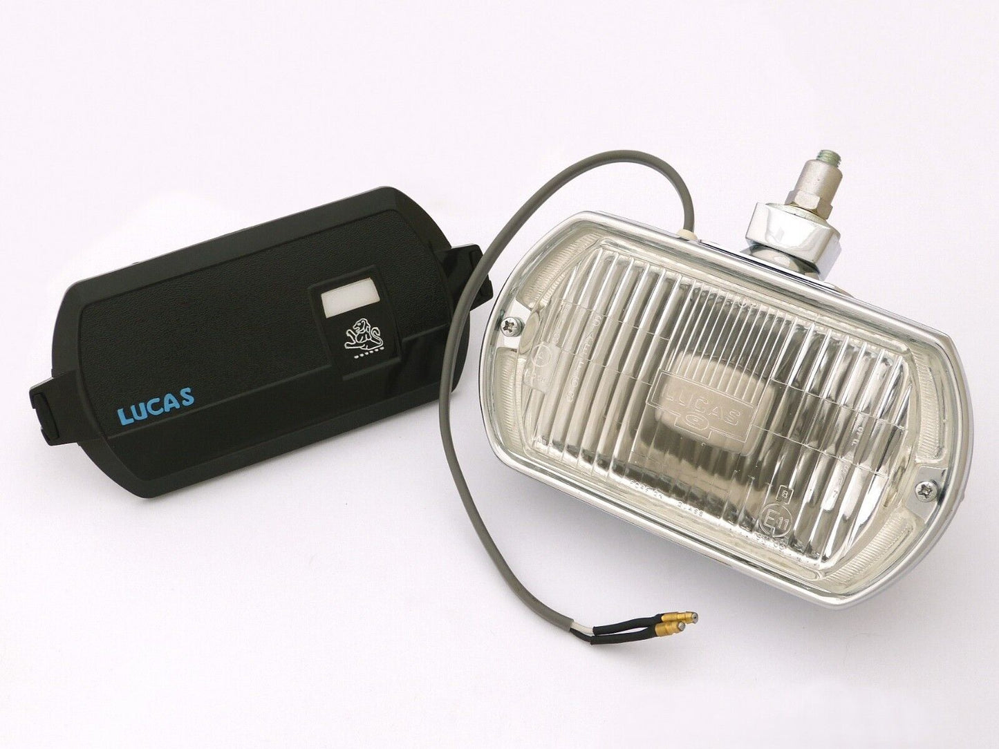 Lucas LR8 New Chrome 12V Square Fog Light / Fog Lamp & Removable Cover, LDB305