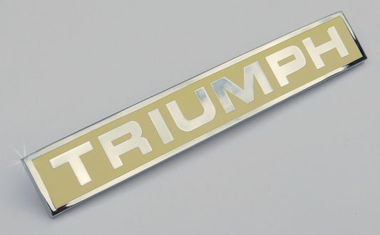 Triumph TR5 TR250 GT6 OEM Concourse Cream & Chrome Rear Boot Badge, 622260