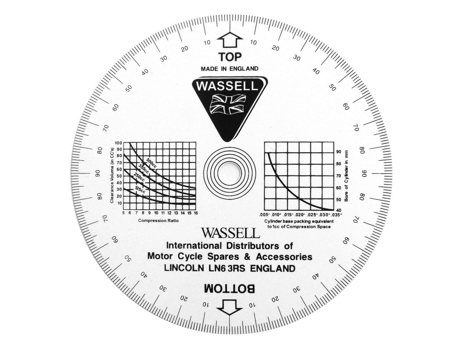 Wassell Degree Timing Disc / Disk Ariel AJS, Triumph Norton BSA Rudge ...