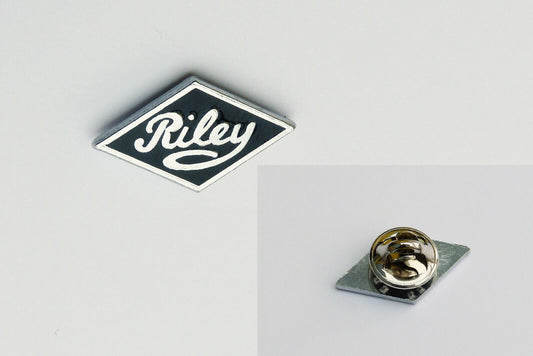 Riley Triangular Blue Enamel and Chrome British Made Quality Pin Badge