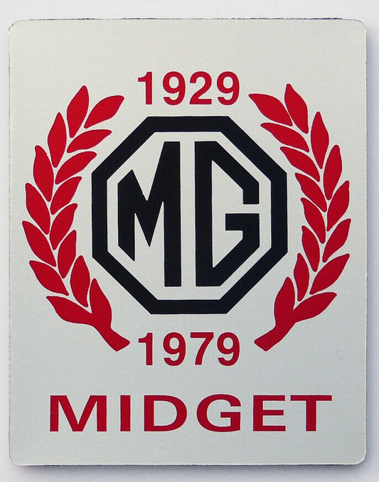 MG Midget Commemoration 1929 to 1979 Self Adhesive Dash Mounting Badge / Plaque
