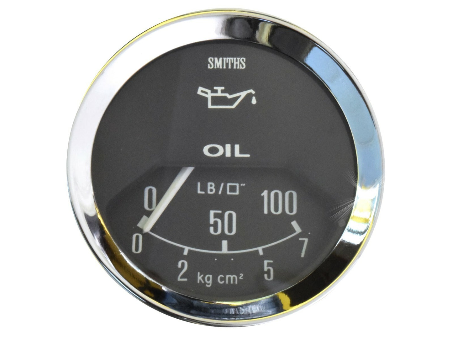 Smiths Classic Car Oil Pressure Gauge + Chrome Bezel & Black Face GAE123
