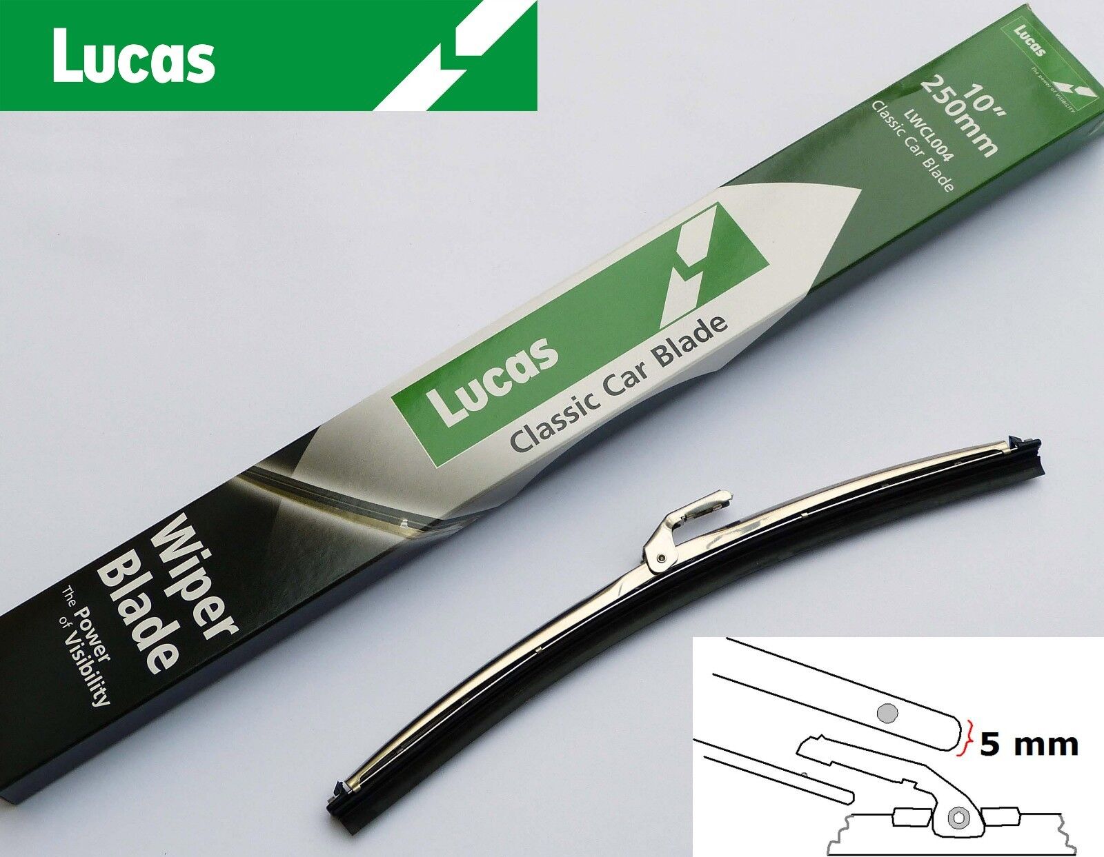 Lucas LWCL004 Stainless Steel Wiper Blade 10" 5mm Bayonet, For Mini etc GWB219