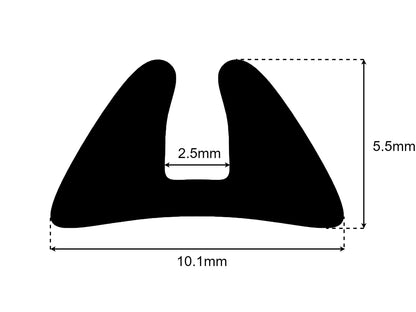 Classic Car Bumper Over Rider Seal Per Metre, Item No. 37H9871, 552218, 608491