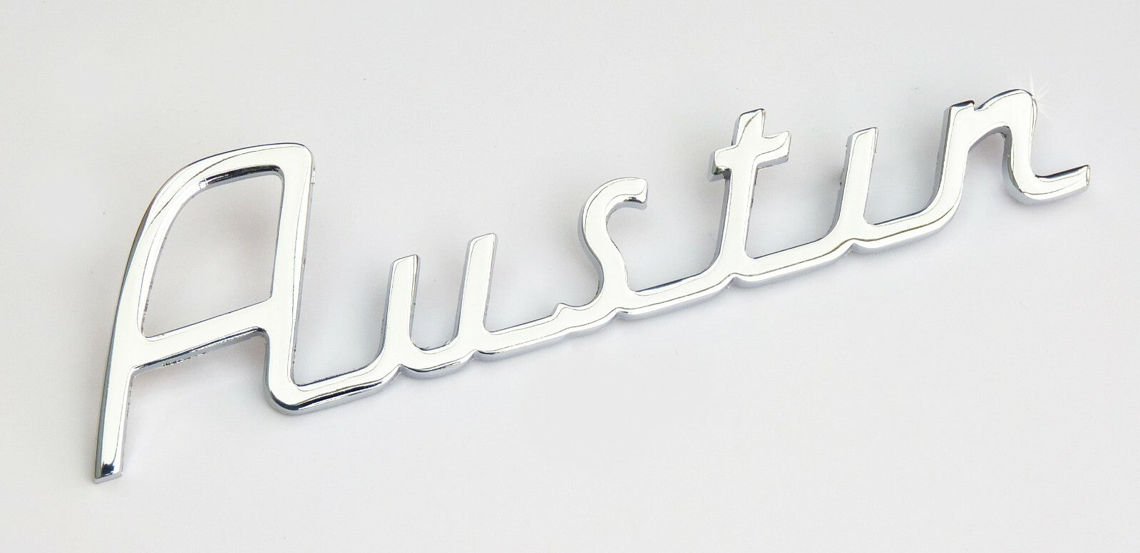 Austin Classic Mini Mk1 Chrome "Austin" Metal Script Badge, BMC part; 14A6802