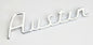 Austin Classic Mini Mk1 Chrome "Austin" Metal Script Badge, BMC part; 14A6802