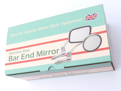 MCE Classic Motorcycle Stainless Universal ⅞" Handle Bar End Round Mirror