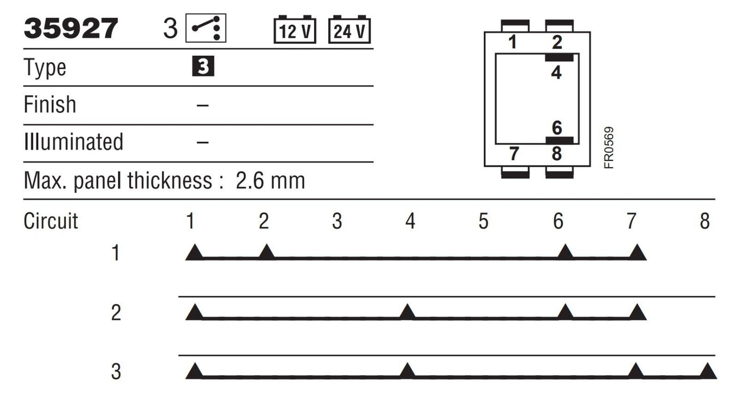 Lucas 35927 3 Position Wiper Switch 57SA, MGB, MGC, Land Rover BHA4786
