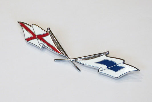 Triumph  Herald "V and S Cross Flags" Enamel & Chrome Rear Badge, 607760