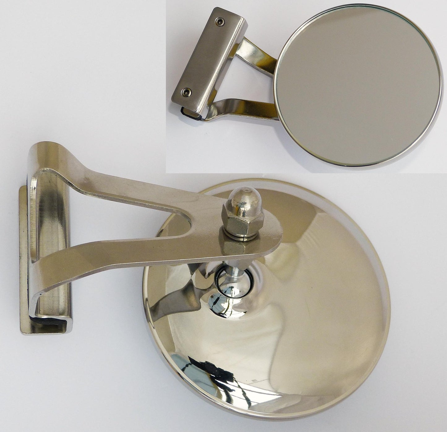 Austin / BMC Classic Mini Stainless Steel RH Clamp-On Circular Overtaking Mirror