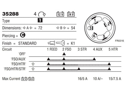Lucas 35288 Heavy Duty Ignition Switch 128SA, Land Rover Defender 3, Lister etc