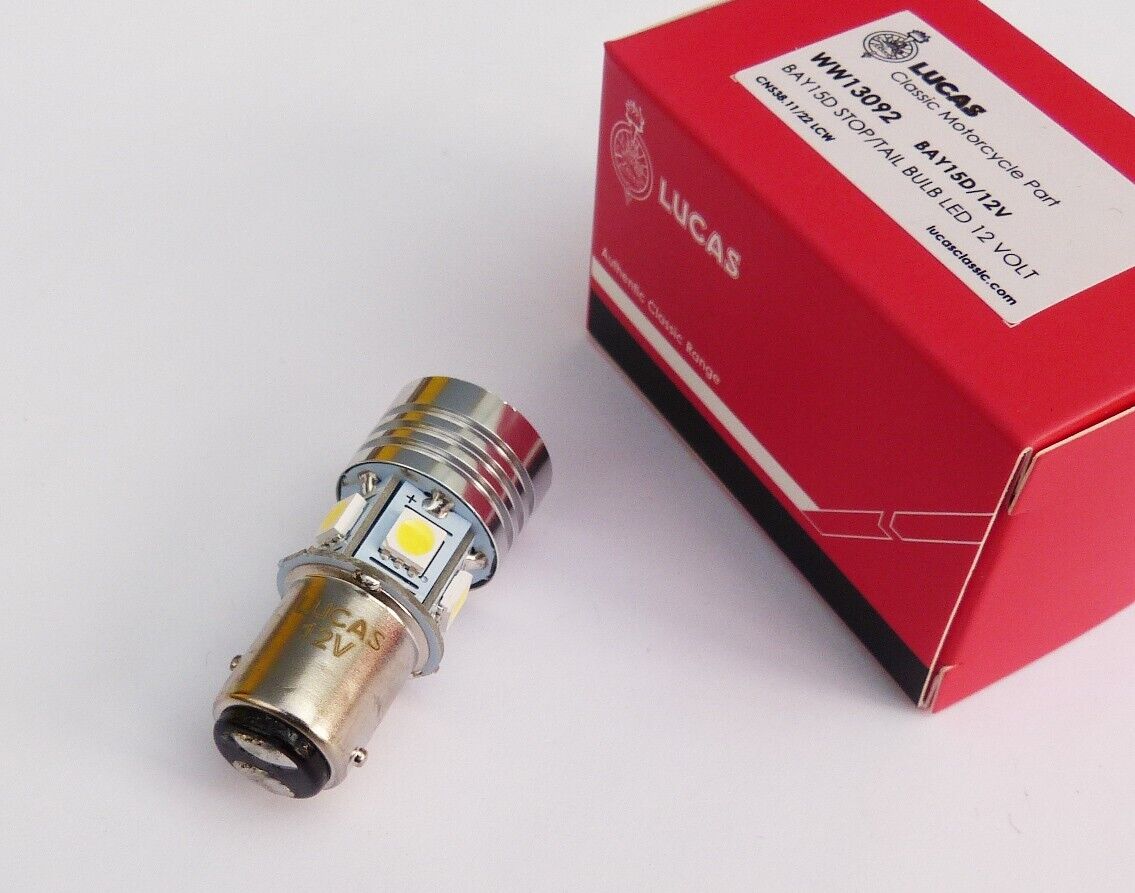 Lucas 12V BA15D Stop & Tail Classic Car / Motorcycle LED Rear Lamp Bulb, LLB380
