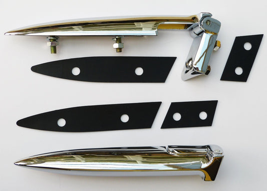 Austin Morris Minor Chrome Bonnet Hinge Set with Gaskets,  ADA897 & ADA898