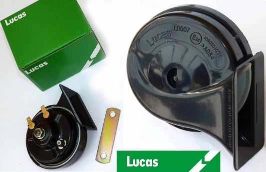 Lucas Boxed LUHN007, Low Tone 12V Car Horn, For Morris, Mini, Triumph, MG etc