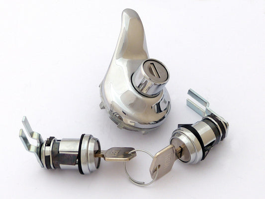 MGB & MGBGT, WBH OE Chrome 3 Piece Boot & Door Lock Set, AHH6179 BHH972/3