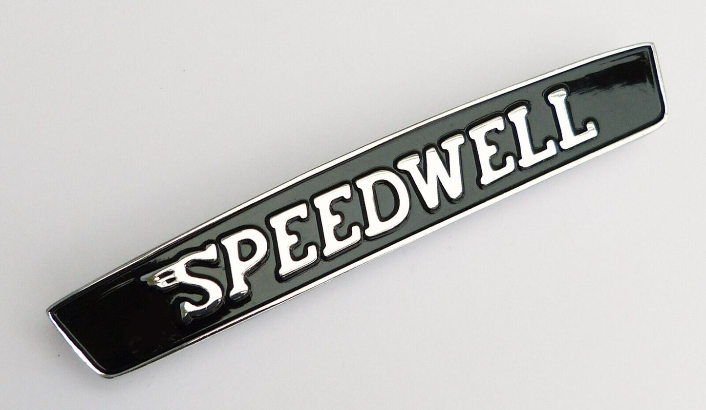 Classic Austin Mini Speedwell Cast Metal Black & Chrome Pin Mounting Badge