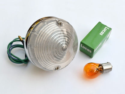 Lucas L691 Clear lens Amber Indicator Lamp, for Triumph, Marcos, Imp, BHA4476
