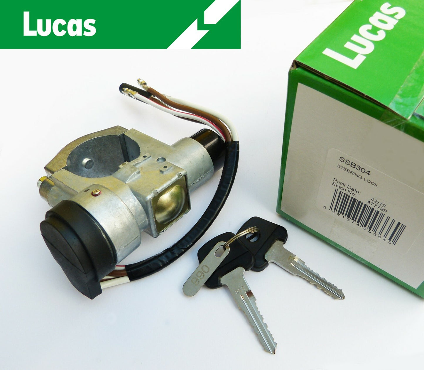 Lucas SSB304 Steering Lock / Ignition Switch + Keys, MGB Sprite Midget, 18G8905X