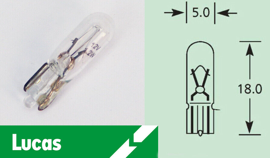 Job Lot of 10 Lucas T5 286 Dash Instrument Panel Gauges Bulbs LLB286, 12v 1.2w 