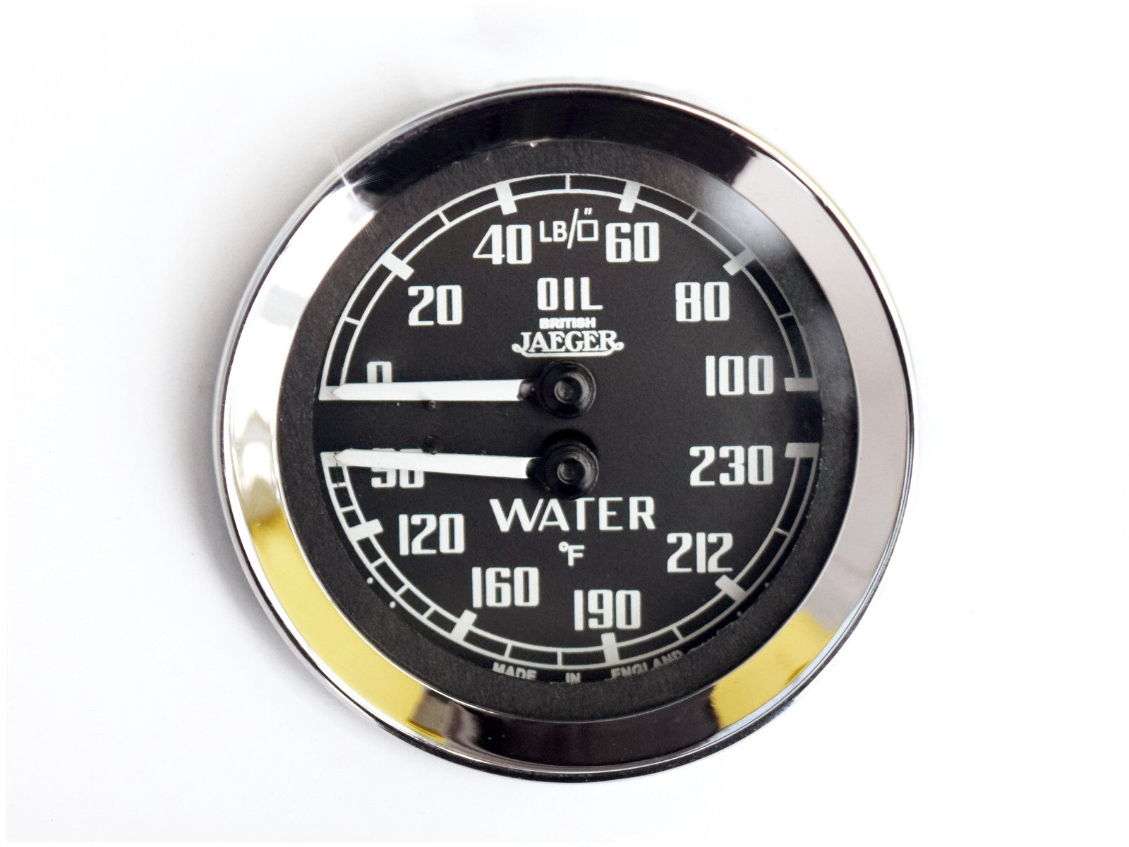 British Jaeger Oil Pressure & Water Temperature °F Dual Gauge For MGA MGB 17H298