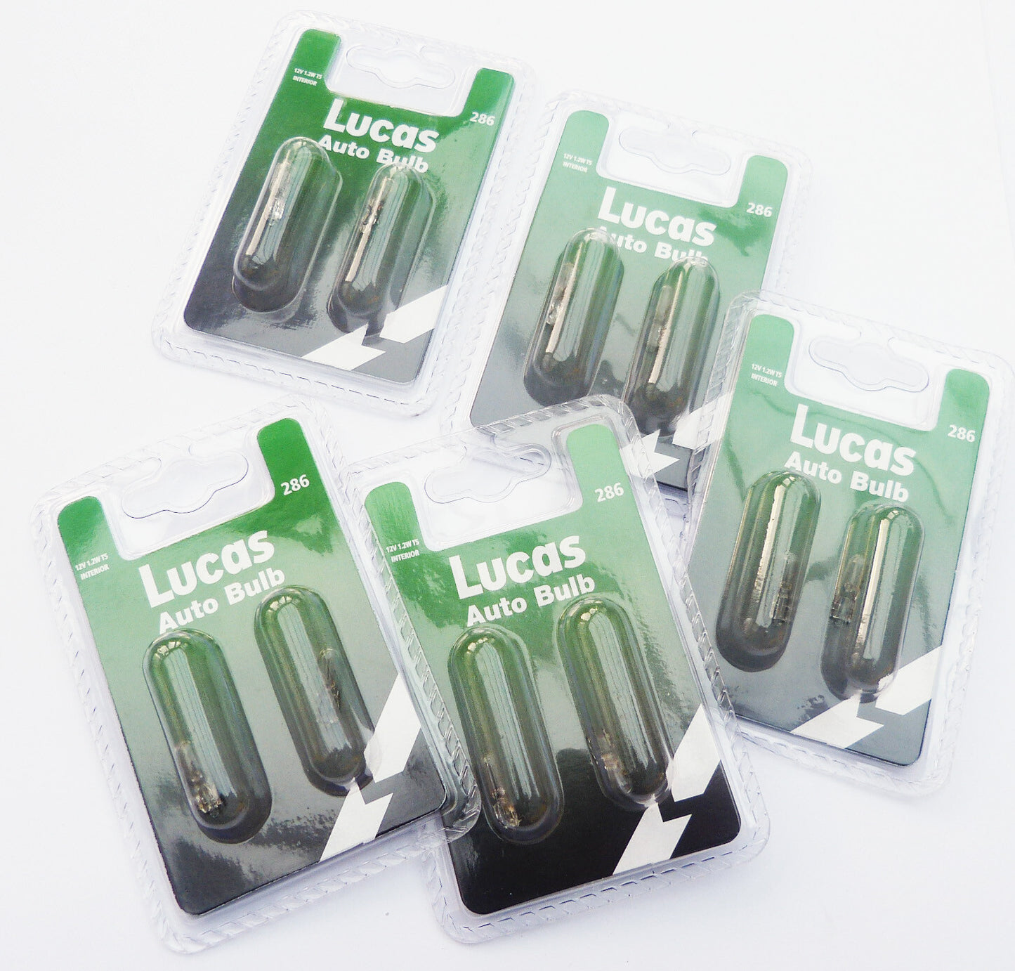 Job Lot of 10 Lucas T5 286 Dash Instrument Panel Gauges Bulbs LLB286, 12v 1.2w 