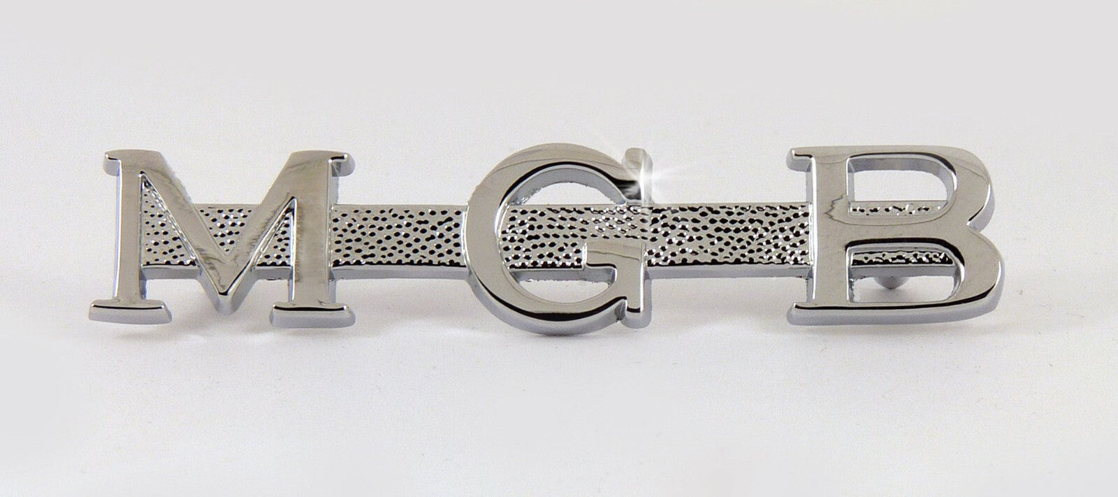 MGB Script Chrome Boot Badge with Mountings, BMC part number; AHH6079
