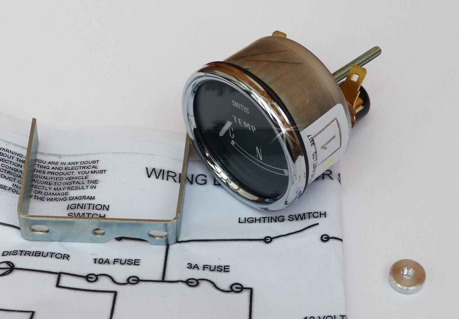 Smiths Mini Water Temperature Gauge + Chrome Bezel Black Face 13H4460