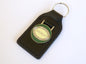 Wolseley Chrome, Green & Cream Enamel Genuine Leather Key Ring / Key Fob
