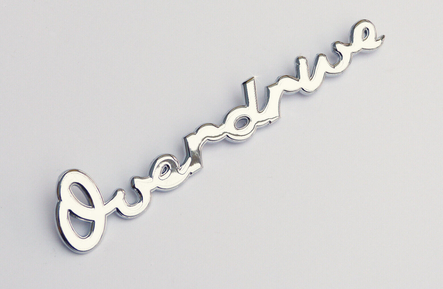 Triumph Chrome "Overdrive" Script / Scroll Badge for Triumph Spitfire, 603906