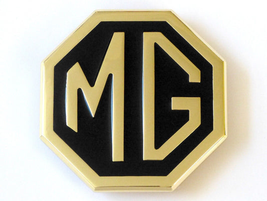 MGB, MGB GT, Midget Gold & Black Rear Metal Boot Badge CHA508, UK Made JF6354BG