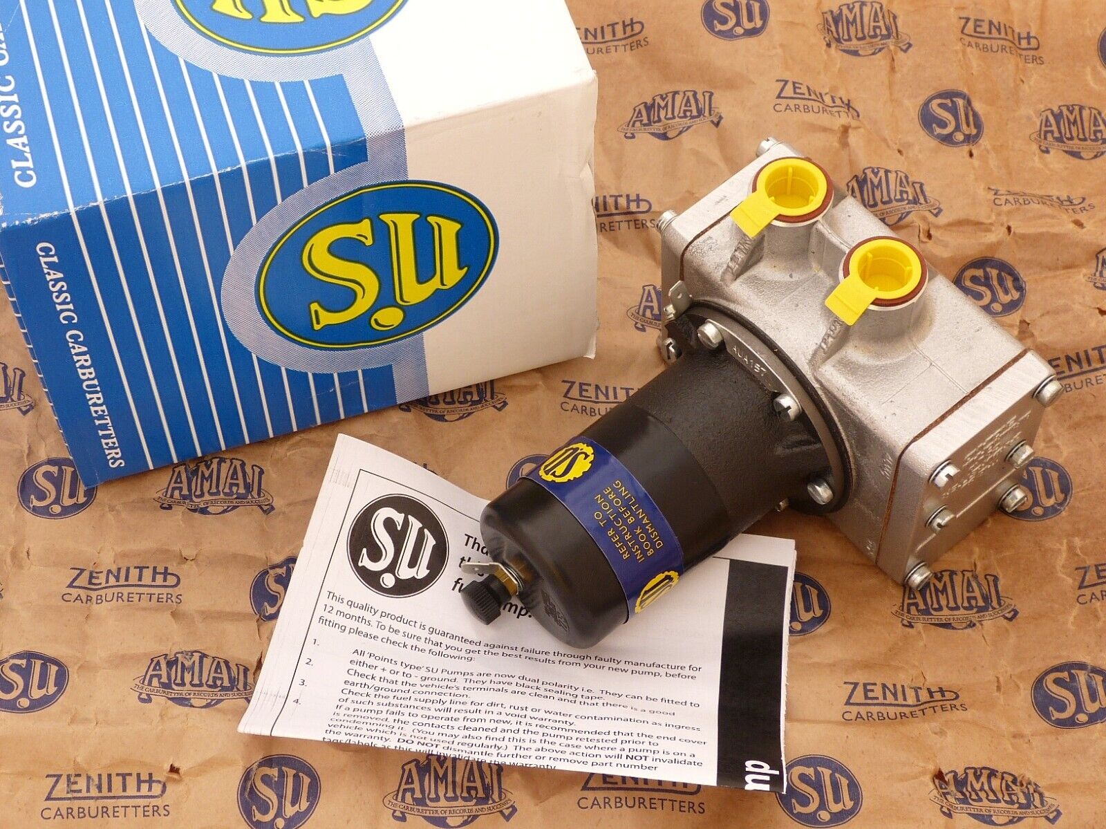 SU AUA157 Genuine Burlen 12V Square Body Fuel Pump for Austin Healey MGA Twincam