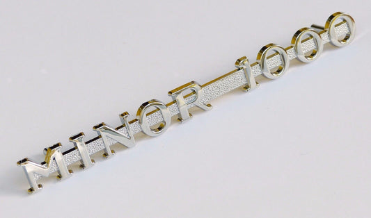 Morris Moggi "Minor 1000" Bonnet Chrome Side Flash Badge, Austin Morris; ADA2613