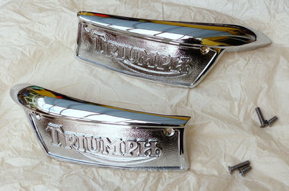 Pair Triumph Tank Badges, Trophy Bonneville TR6 T100 T120 T140 82-9700 & 82-9701