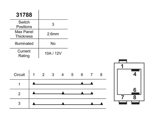 Lucas 31788 Off On On Switch 57SA, BCA4294 & 1H9077 for Mini, MGB Triumph Norton