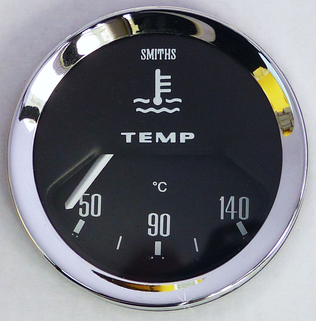 Smiths Classic Car Water Temperature Gauge + Chrome Bezel & Black Face GAE124