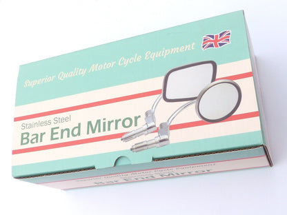 MCE Classic Motorcycle Stainless Universal ⅞" Handle Bar End Continental Mirror