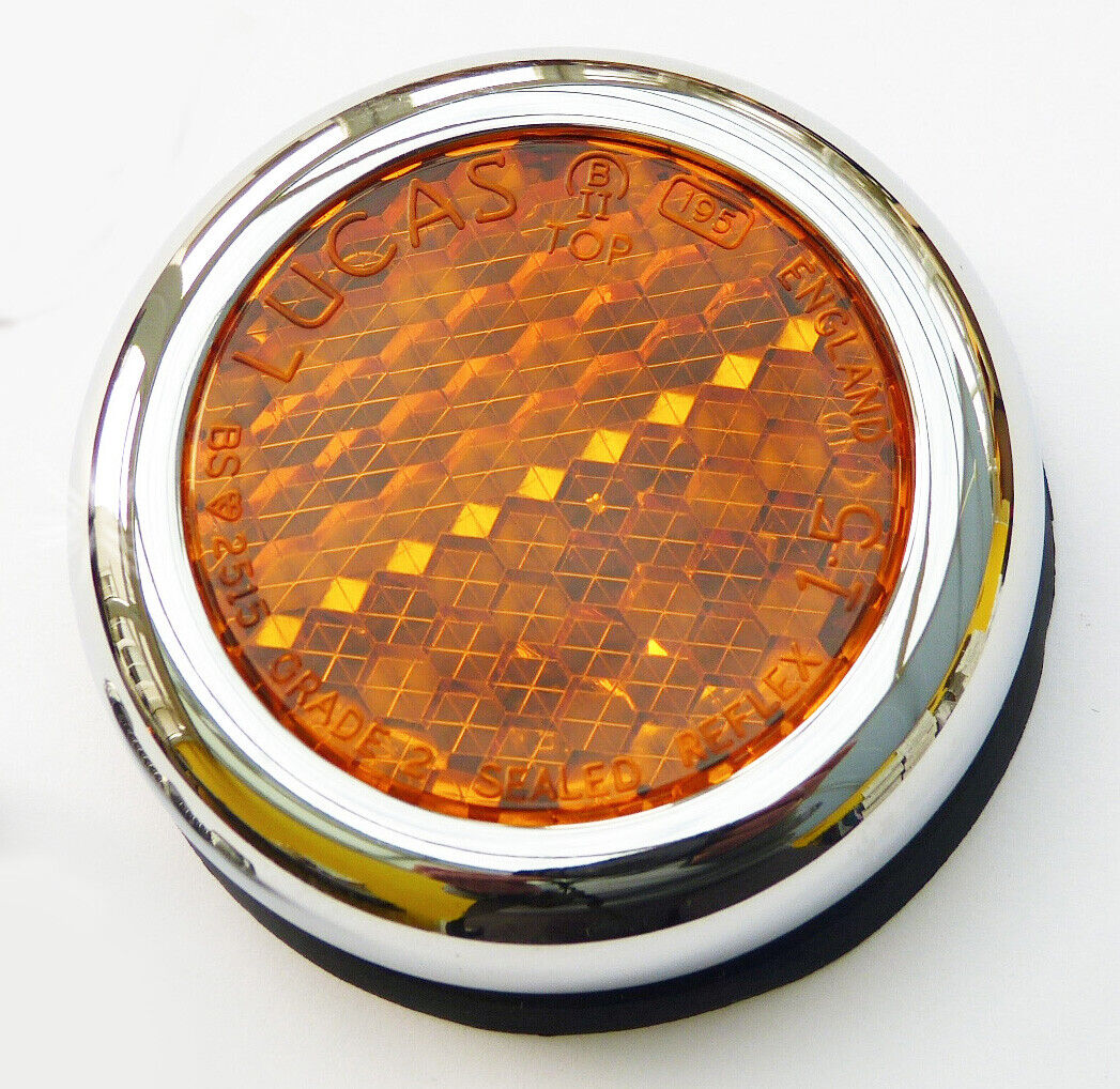 Genuine Lucas RER25 Amber Reflector, Lucas 57161. Fits; Triumph, Norton, BSA etc