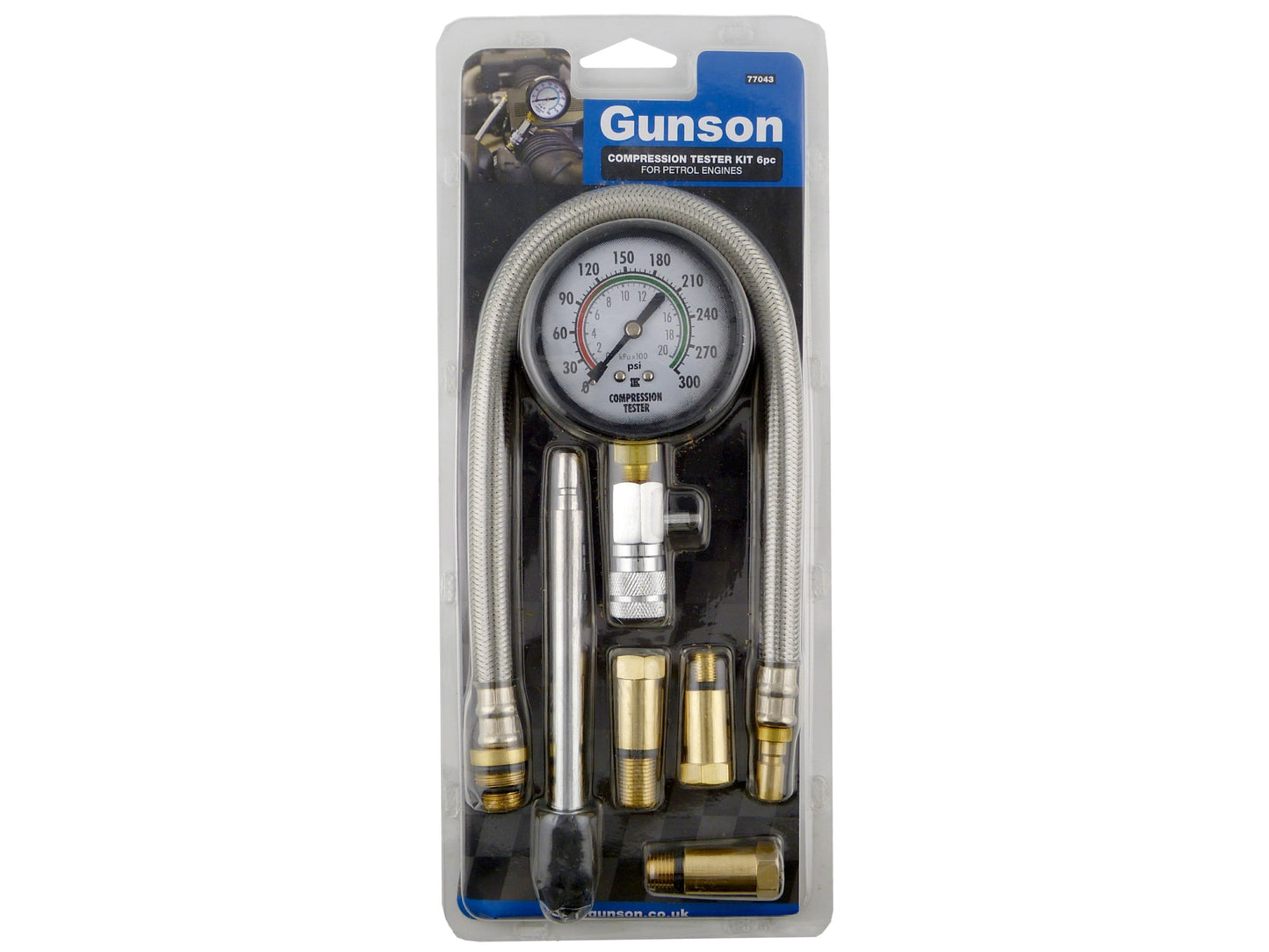 Gunson 77043 6 Piece High Pressure Cylinder Petrol Engine Compression Tester Kit