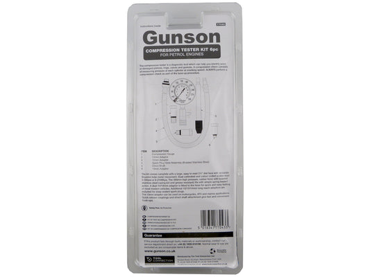 Gunson 77043 6 Piece High Pressure Cylinder Petrol Engine Compression Tester Kit